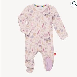 LIKE NEW RETIRED PRINT Magnetic Me Organic Botanics Modal Footie (Size 3-6 mo.)
